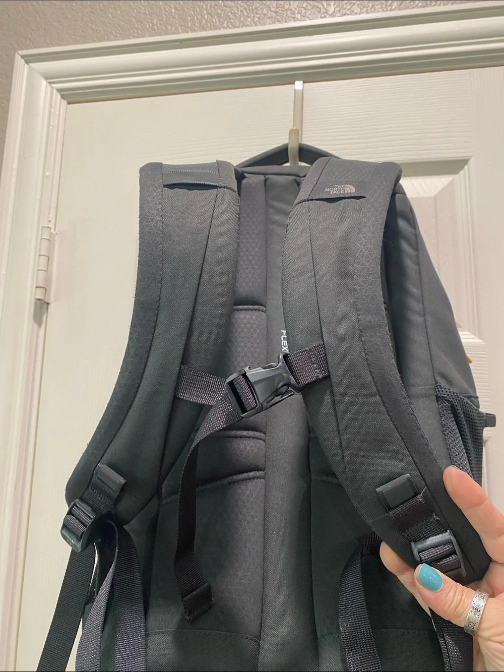 The North Face Dark Gray Jester Backpack with Orange Bungee
